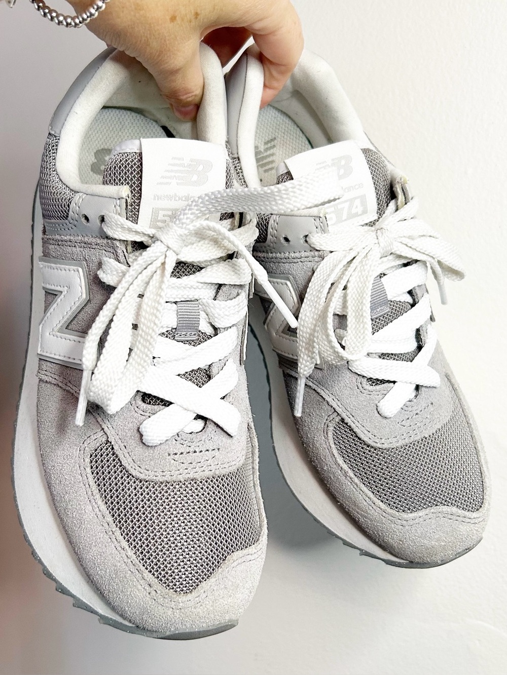 New Balance 574+ Platform Sneaker Grey and White Size 7.5